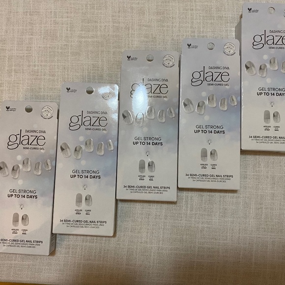 Lot of Dashing Diva Glaze Semi-cured Gel Nail Strips Bells Glitter Silver French - Picture 16 of 16